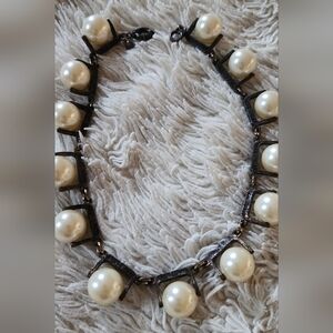 Elegant Pearl Necklace with Black Accents